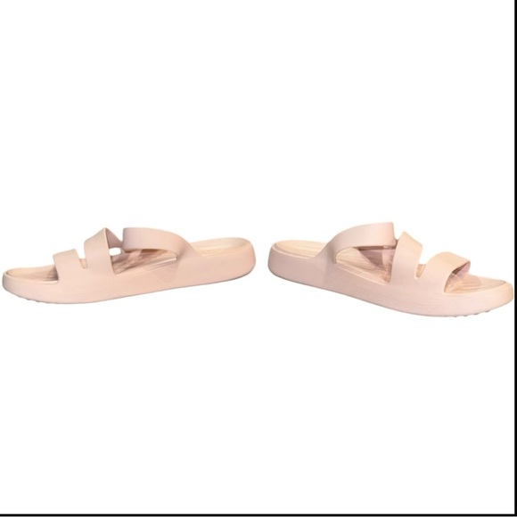 Crocs Brooklyn Strappy Sandals Nude Blush Women’s 11W Wedge Comfort Shoe - Picture 3 of 7